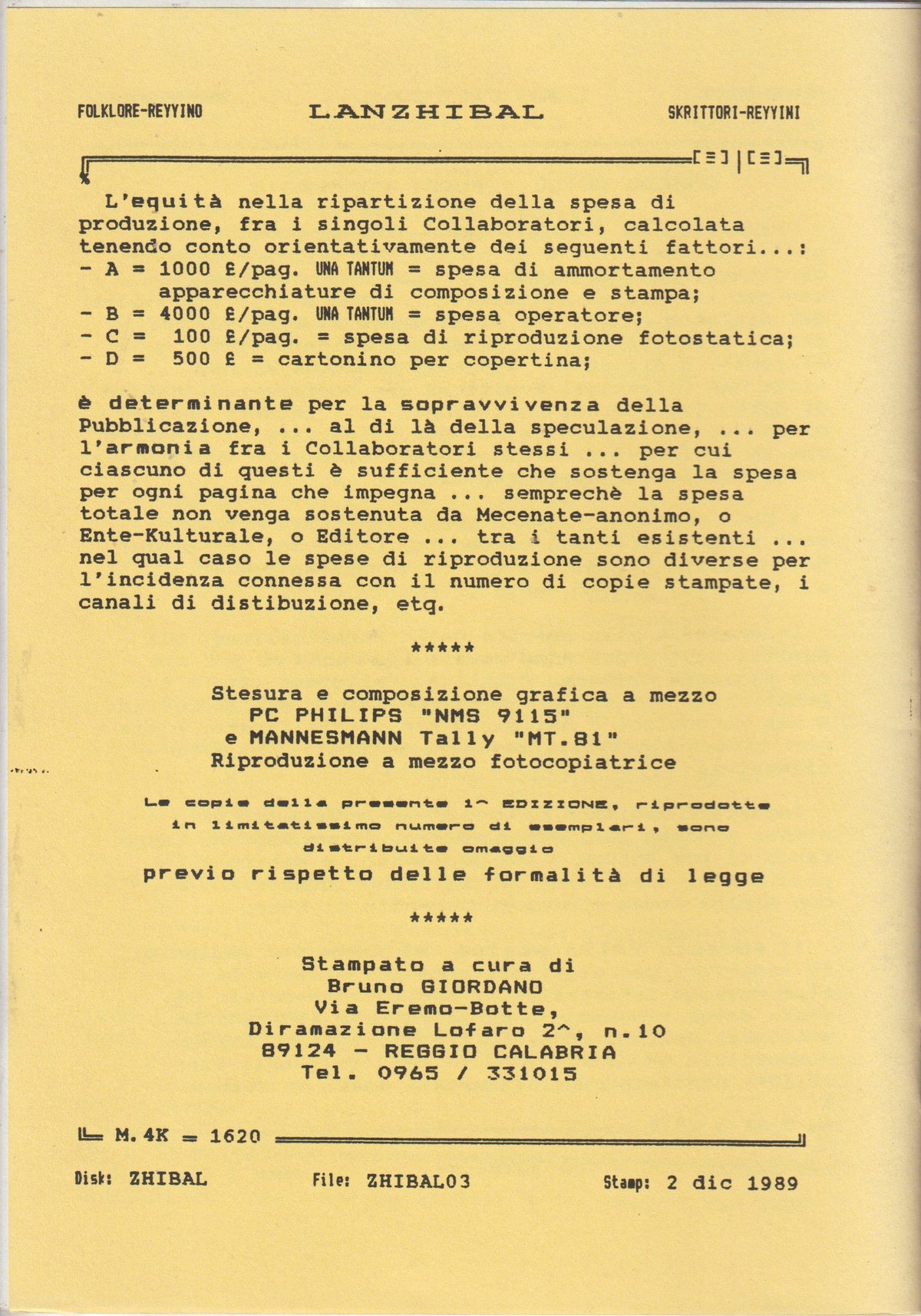 Bruno e la memoria del vernacolo — Lanzhibal — 17