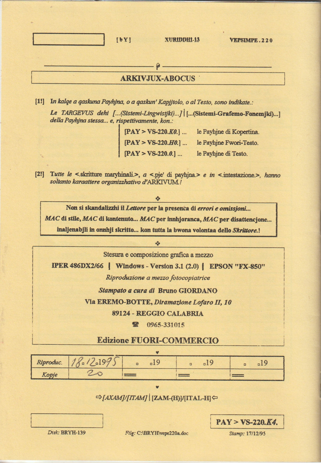 Bruno e la memoria del Vernacolo — Xuriddi 1.3 — 26