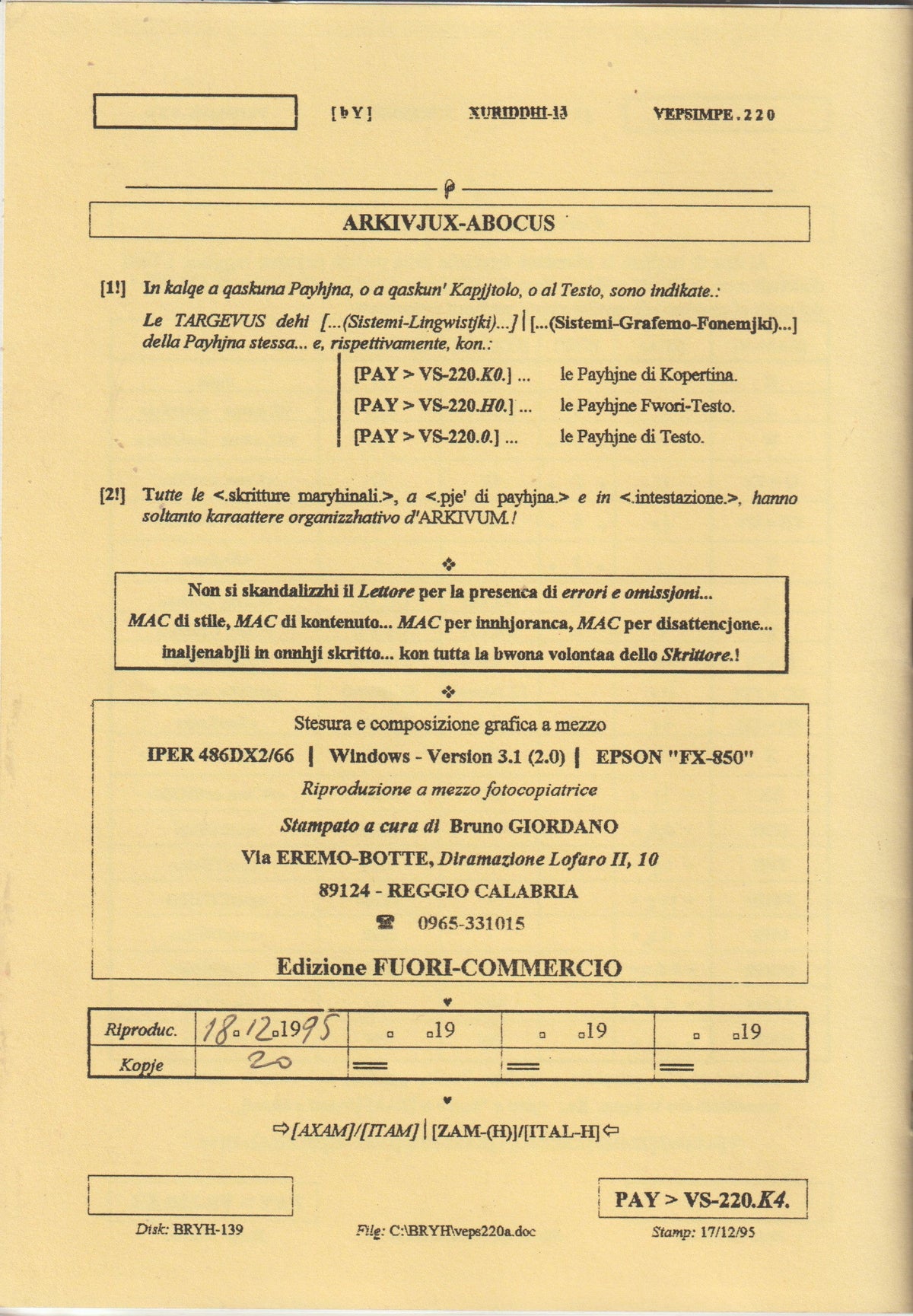 Bruno e la memoria del Vernacolo — Xuriddi 1.3 — 26