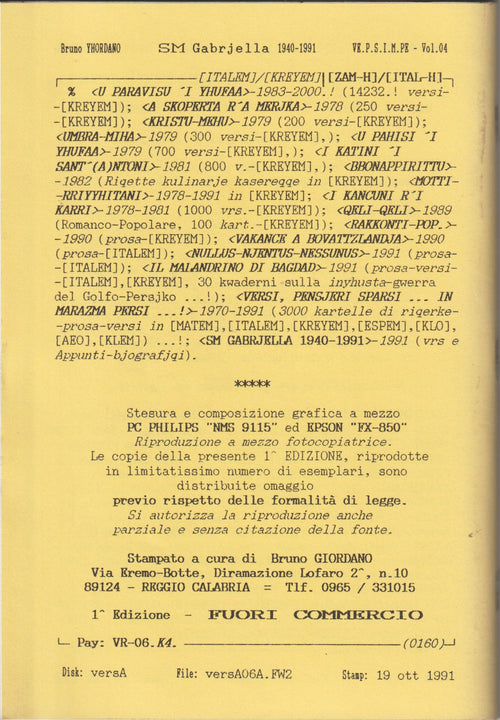 Bruno e la memoria del vernacolo — SM Gabriella 1960–1991