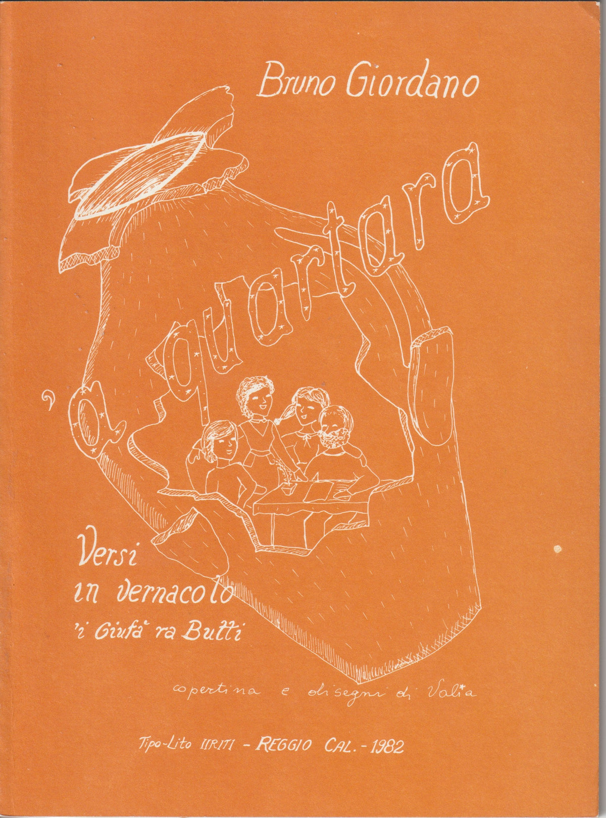 Copertina arancione di 'A Quartara di Bruno Giordano, versi in vernacolo; Reggio Cal., 1982.